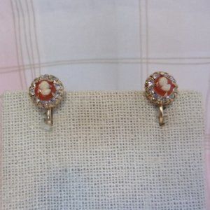 Vargas Cameo Rhinestone Screw Back Earrings